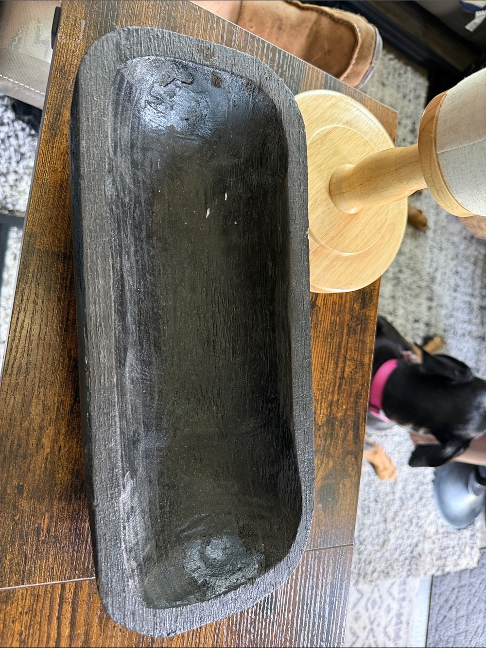 Black Wooden Decorative Dough Bowl - Rustic Home Accentuate
